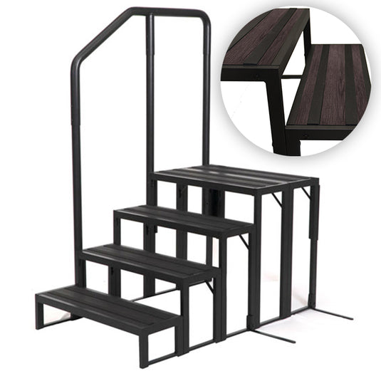 All Weather Woodgrain Charcoal 4T Spa Step - Coast Spas Hot Tubs