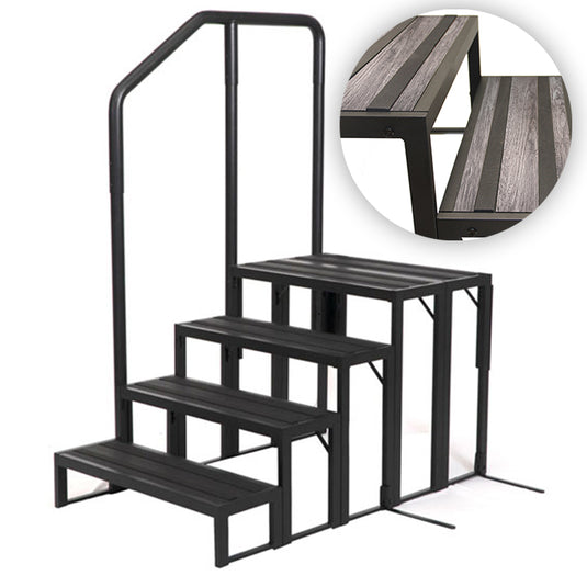 All Weather Woodgrain Charcoal 4T Spa Step - Coast Spas Hot Tubs