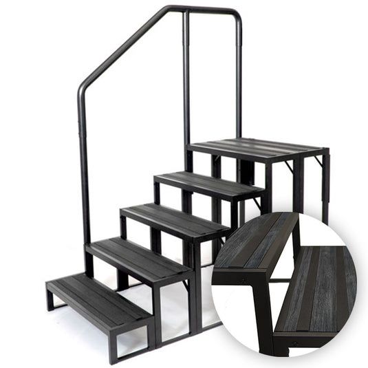 All Weather Woodgrain Charcoal 5T Spa Step - Coast Spas Hot Tubs