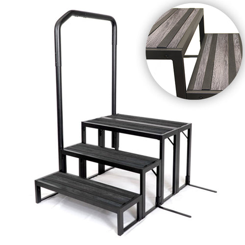 All Weather Woodgrain Charcoal 3T Spa Step - Coast Spas Hot Tubs